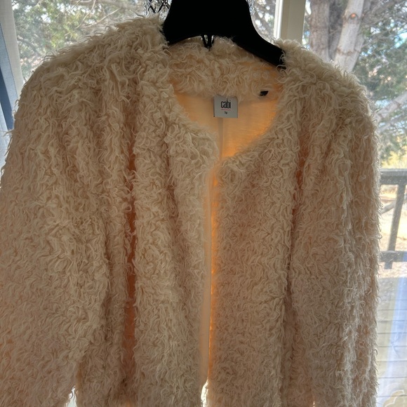 CAbi Cream Textured Jacket, faux fur. - Picture 4 of 5